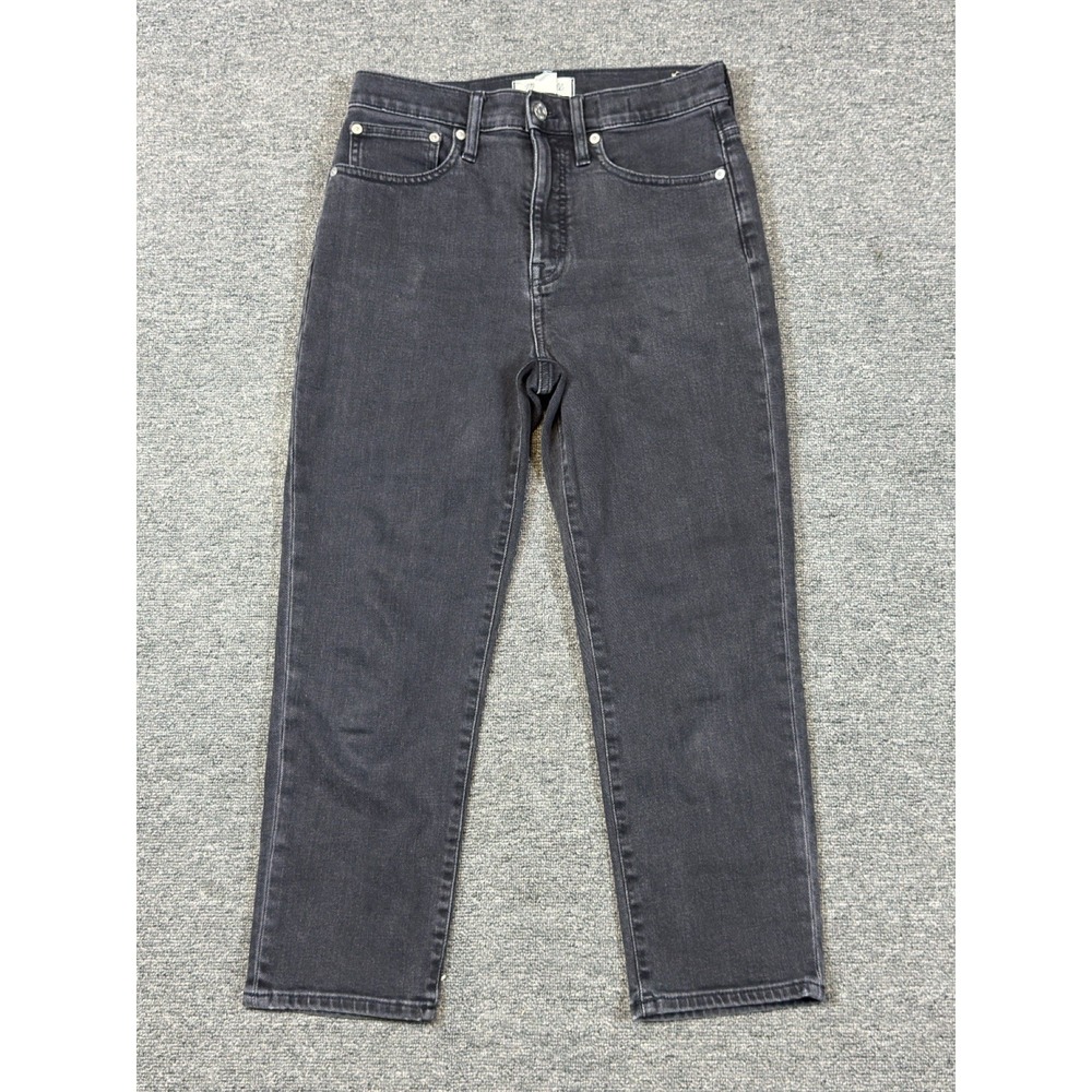 Madewell Classic Straight Jeans Womens Size 26P Petite Black High Rise‎ (28x24)